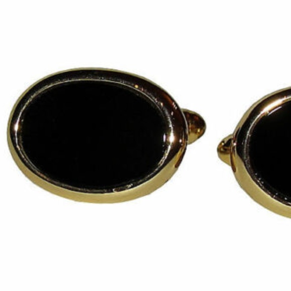 Christian Dior Gold & Onyx Cuff Links
